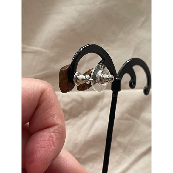 Vintage Monet Brown Wood Earrings - Picture 7 of 11